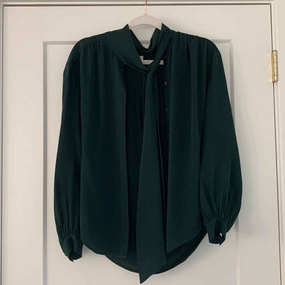 Hunter Green Joie tie front blouse